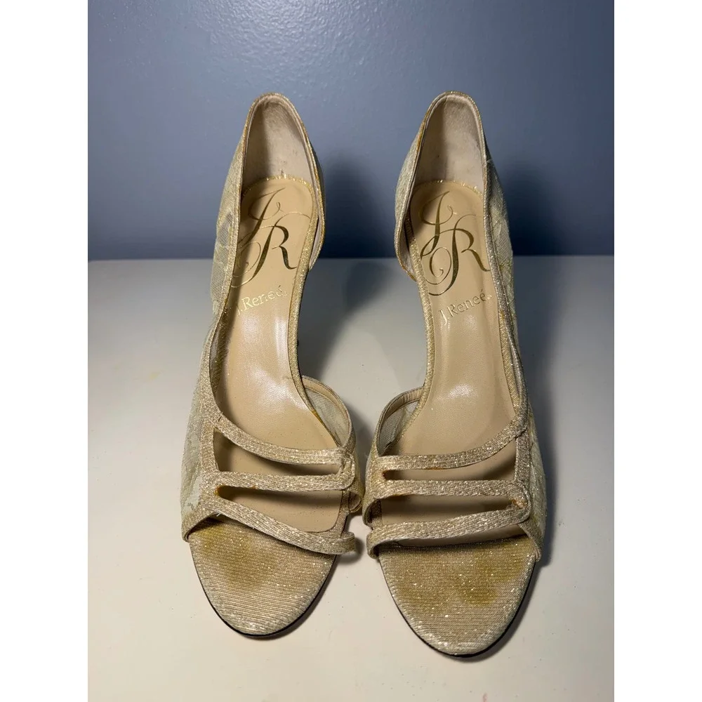 J.Renee Cream Lace Open-Toe Heels